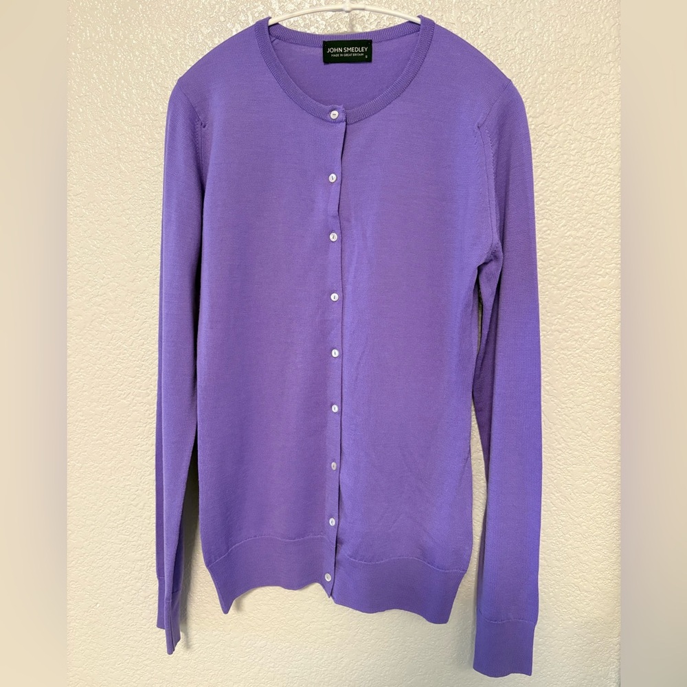 John Smedley -  Purple Merino Wool Cardigan - S